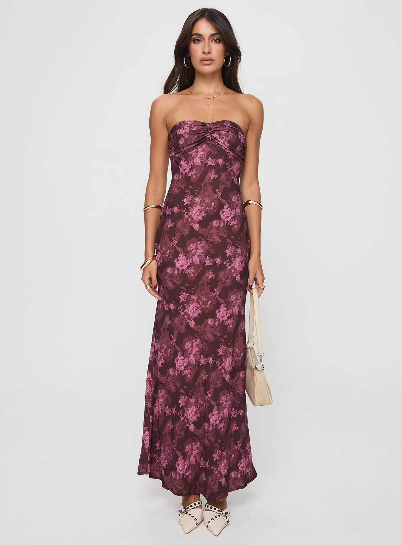 Abeila Strapless Maxi Dress Burgundy