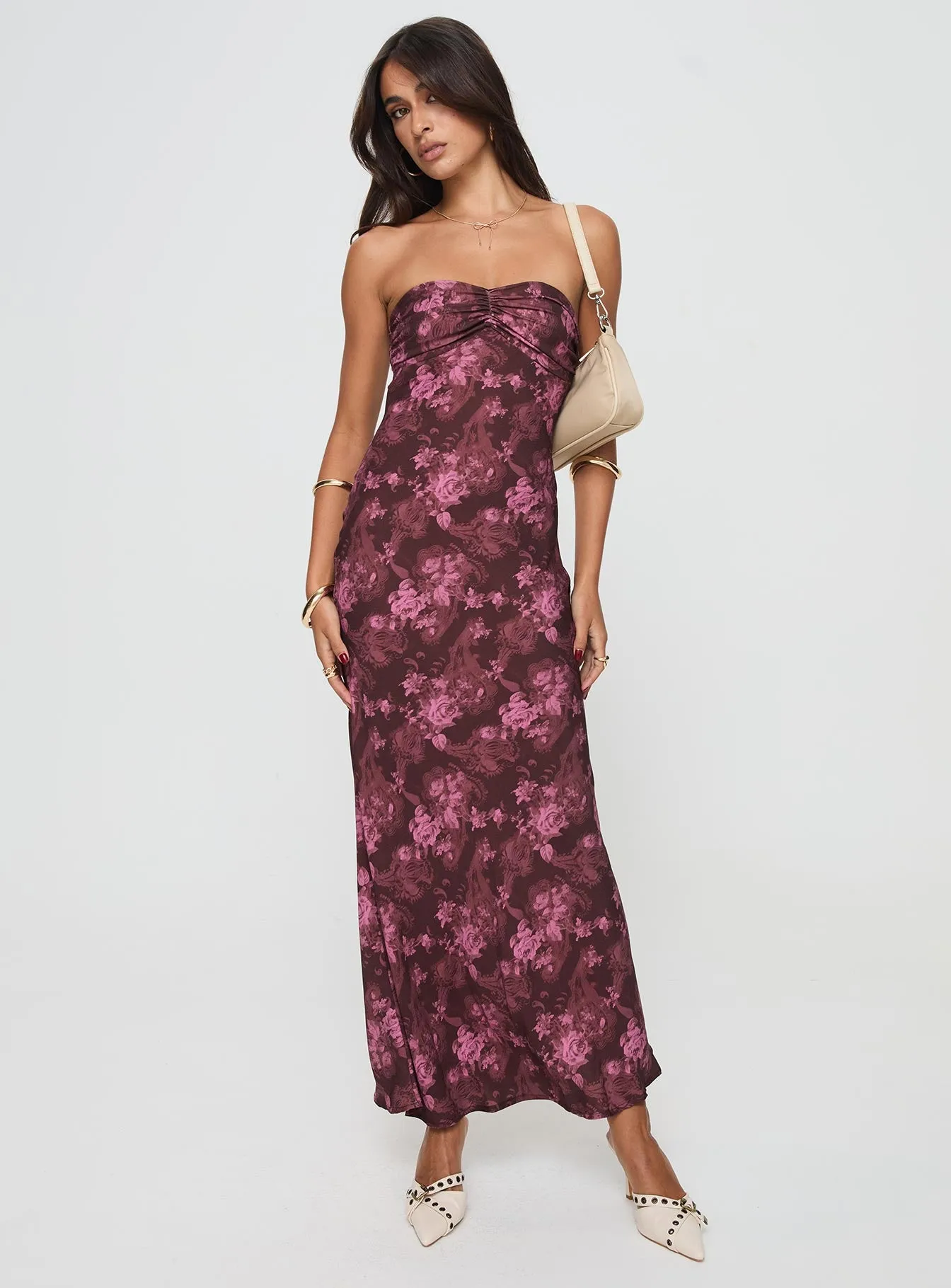 Abeila Strapless Maxi Dress Burgundy