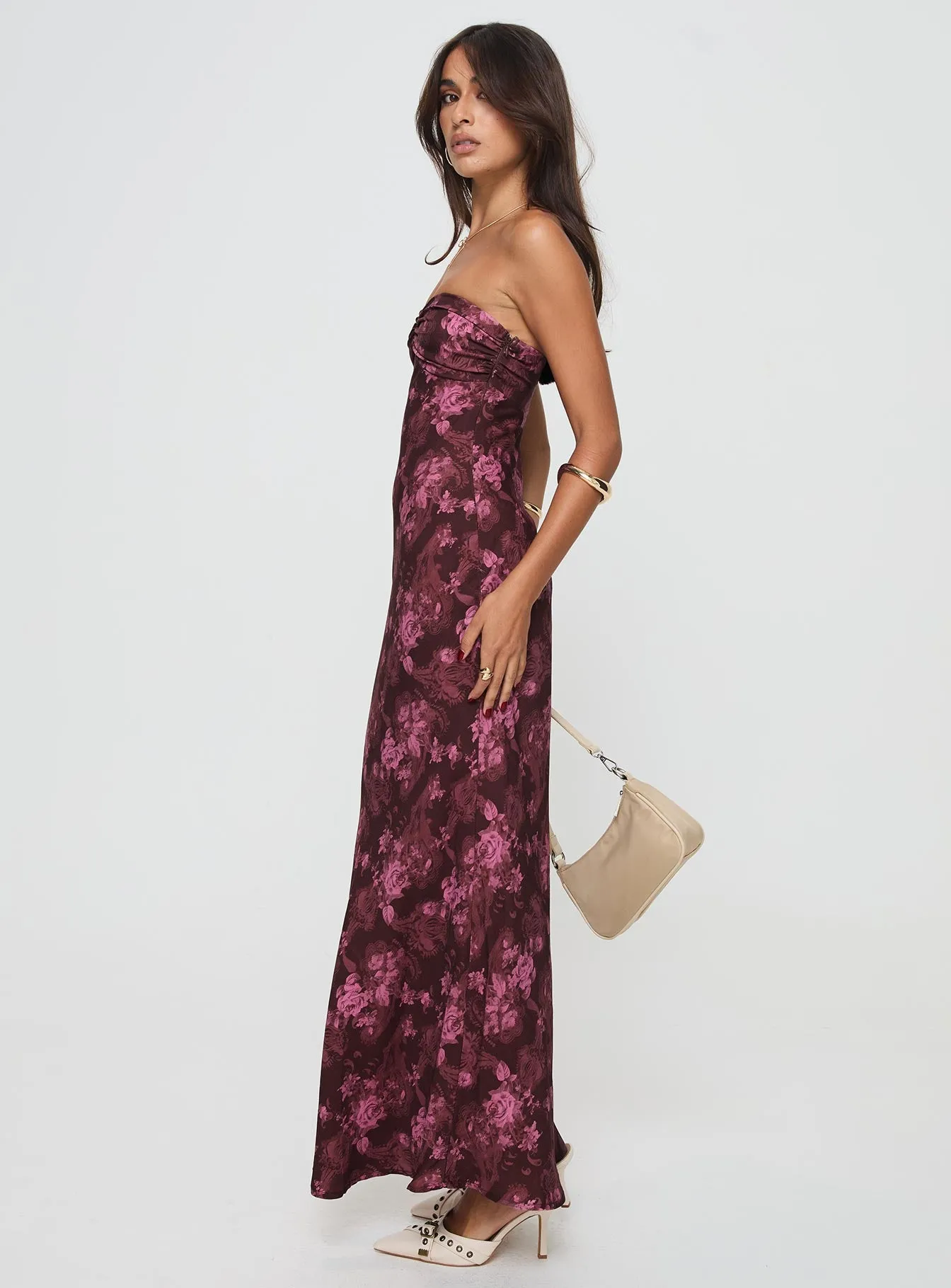 Abeila Strapless Maxi Dress Burgundy