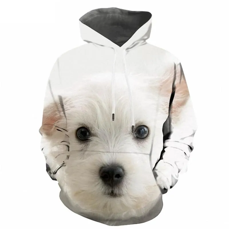 Animal Sweatshirts men White Hoody Anime Harajuku Hoodie Print Lovely Sweatshirt Printed