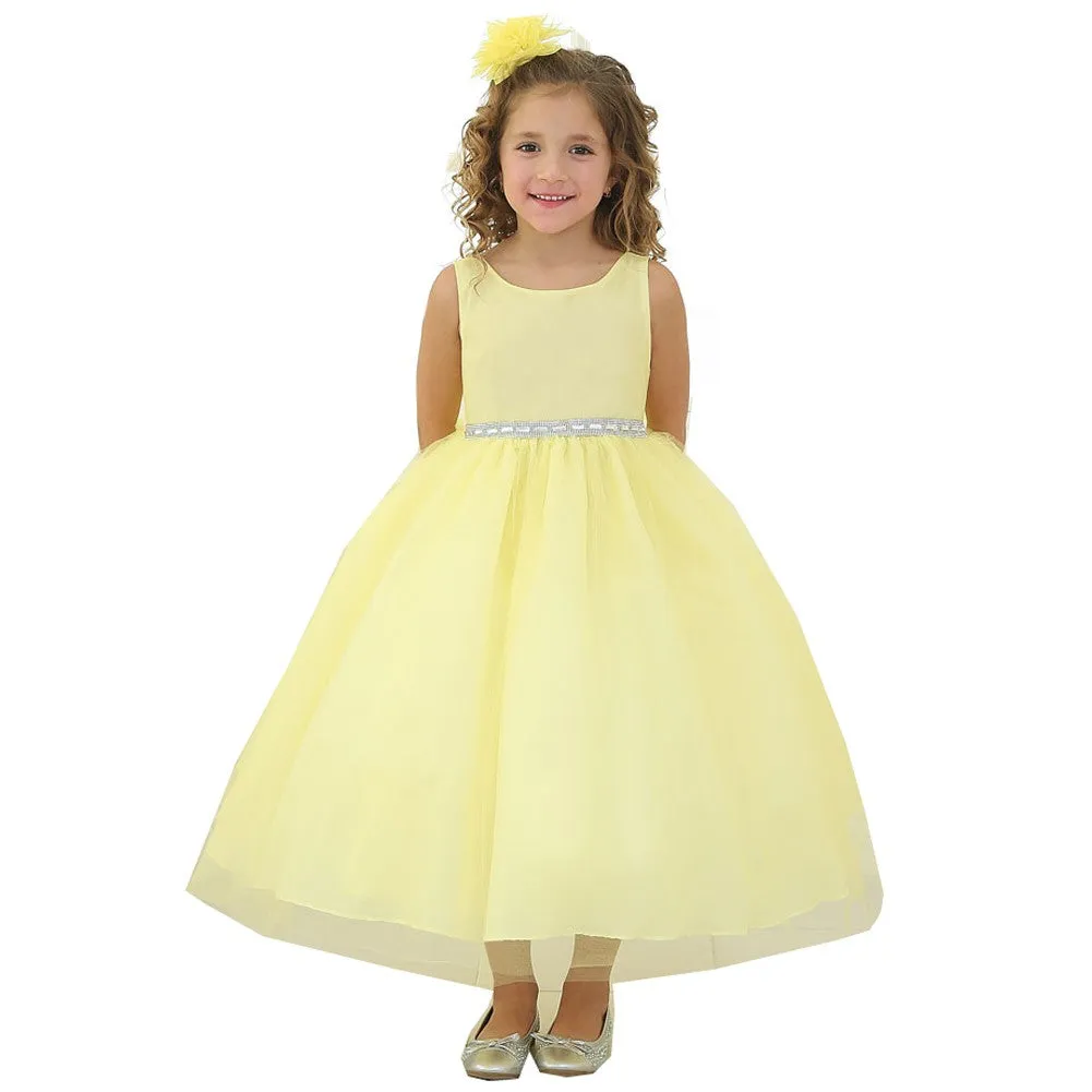 Big Girls Yellow Rhinestone Tulle Party Dress 8-12