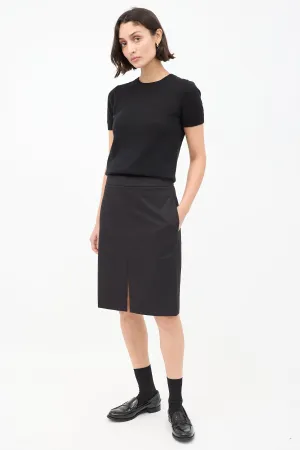 Black Cotton & Cashmere Benson Pencil Skirt