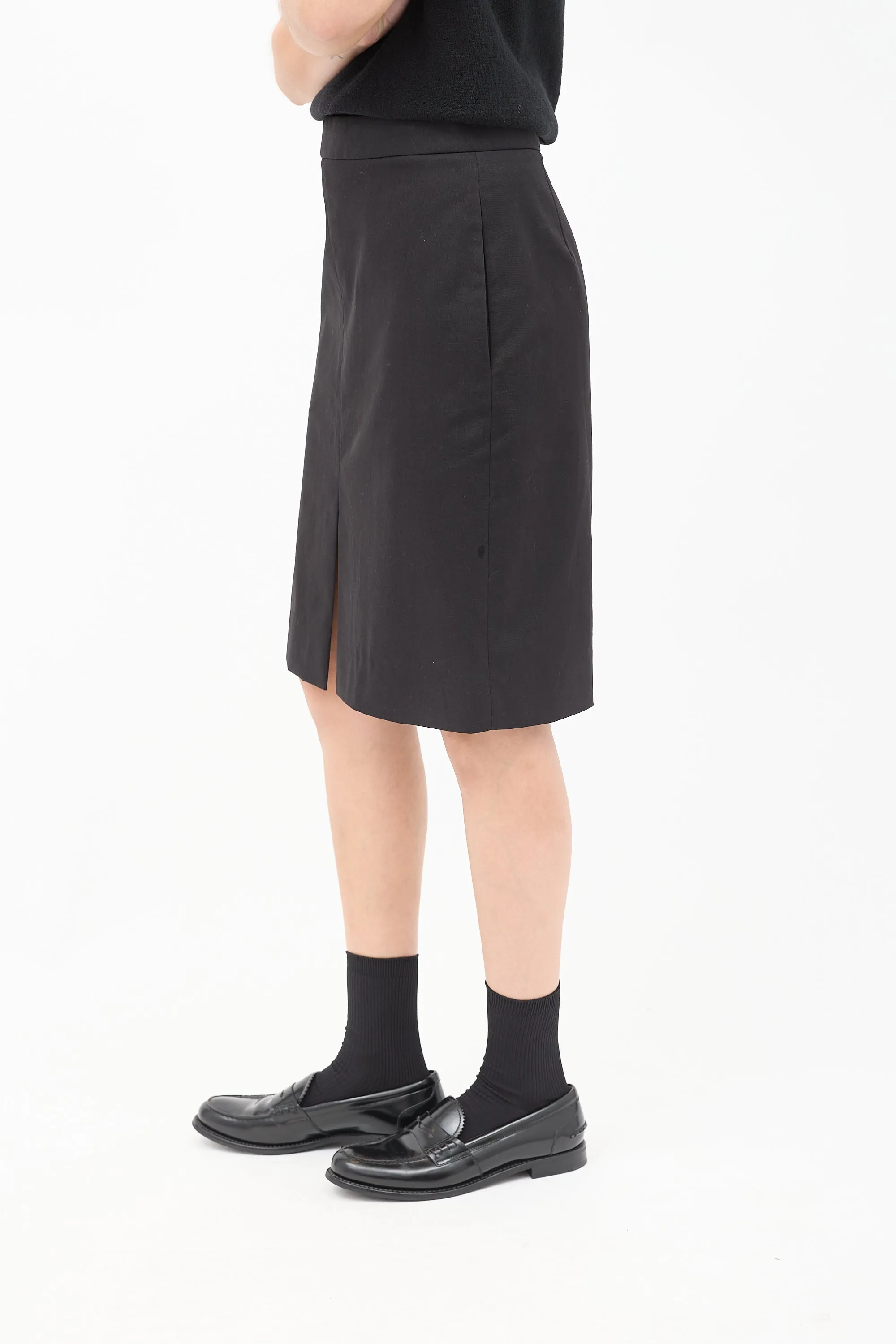 Black Cotton & Cashmere Benson Pencil Skirt