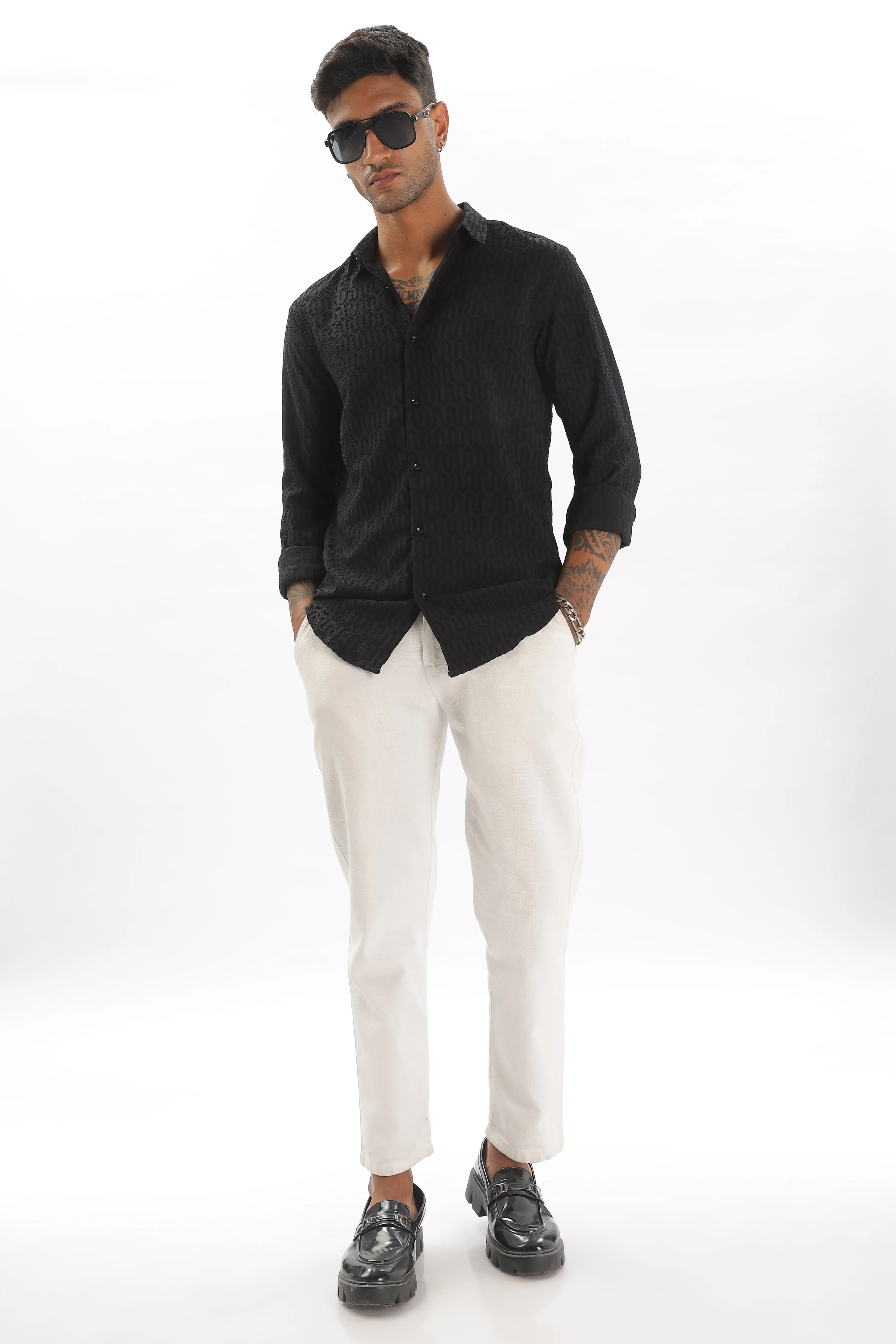 Black - Modern Fit Textured Shirt