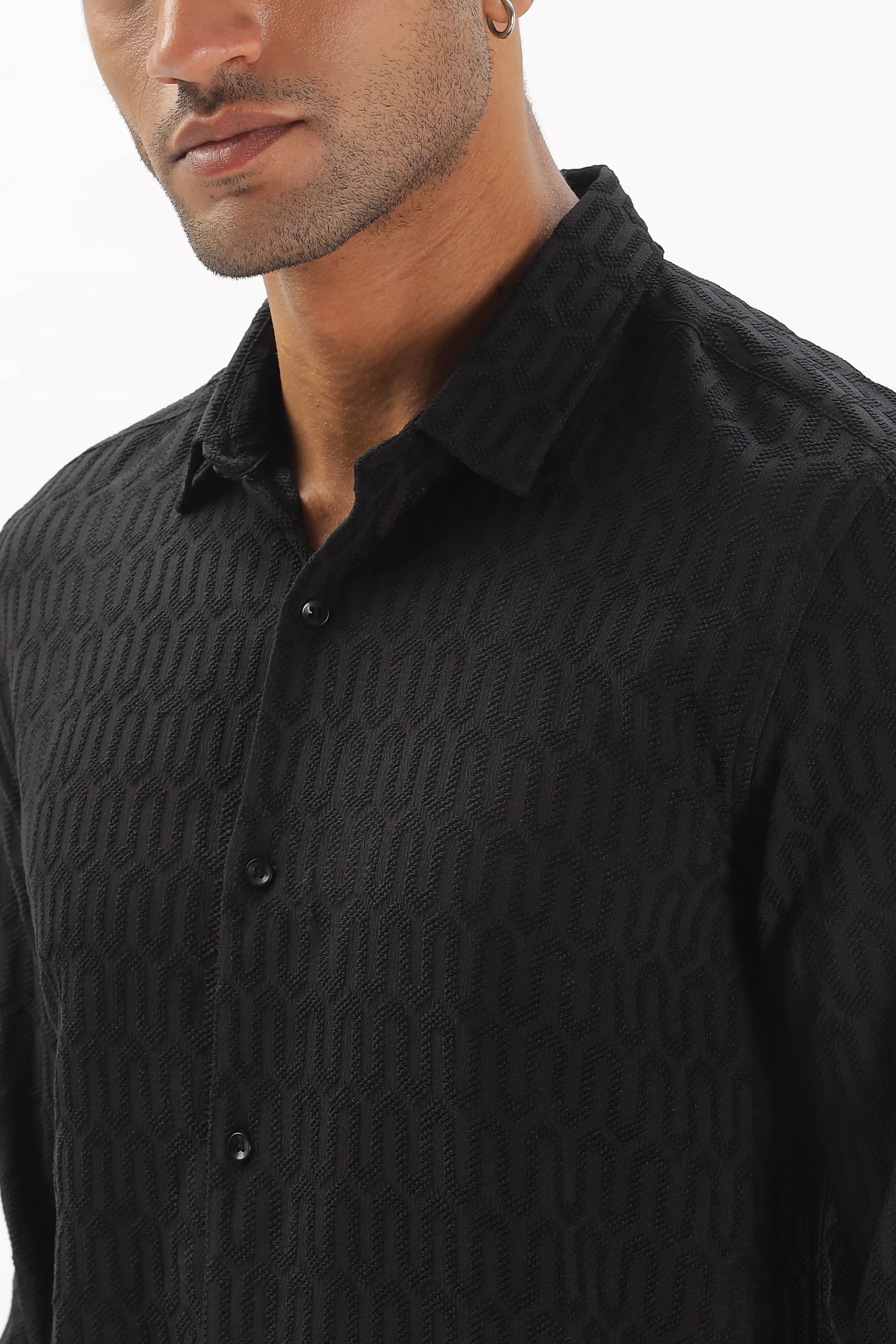 Black - Modern Fit Textured Shirt