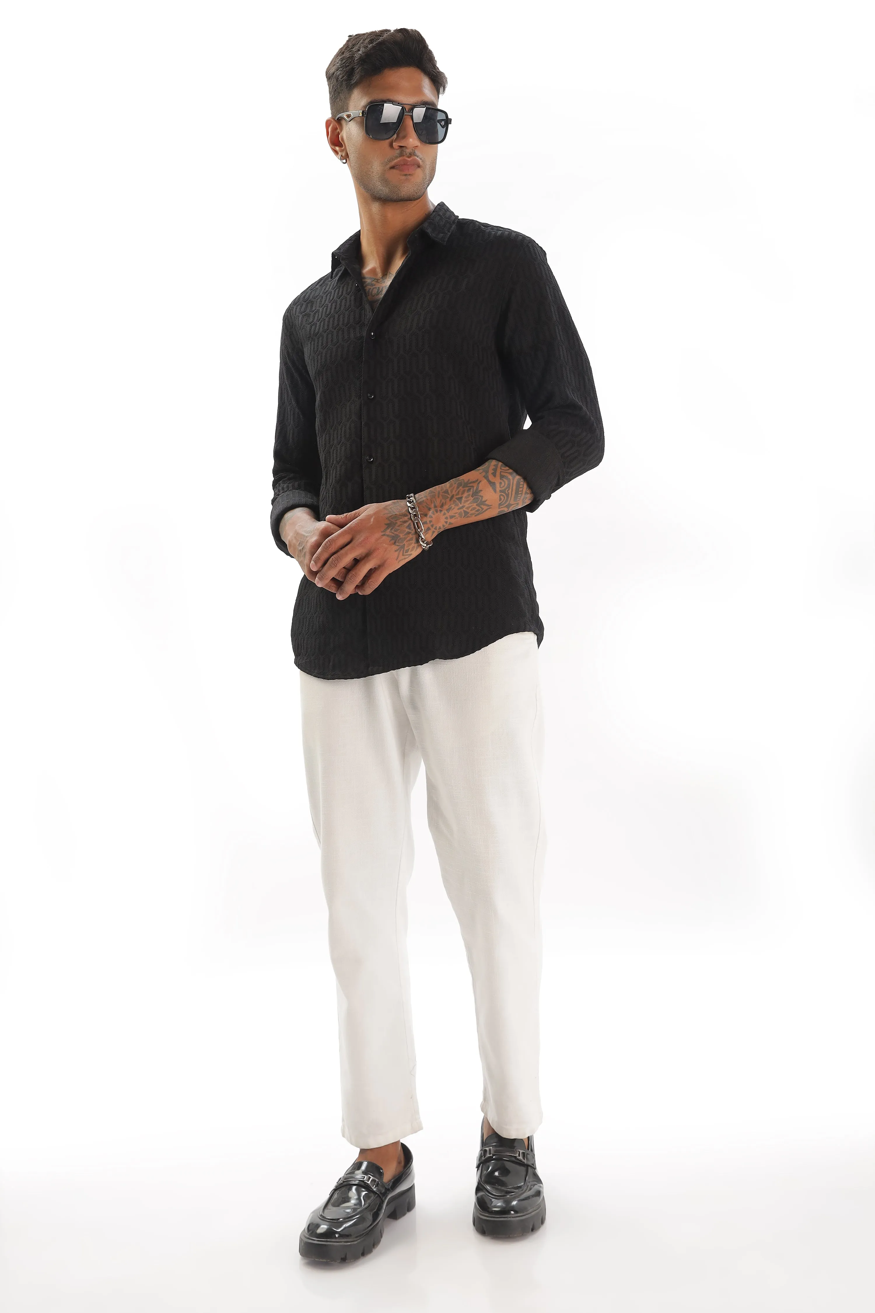 Black - Modern Fit Textured Shirt