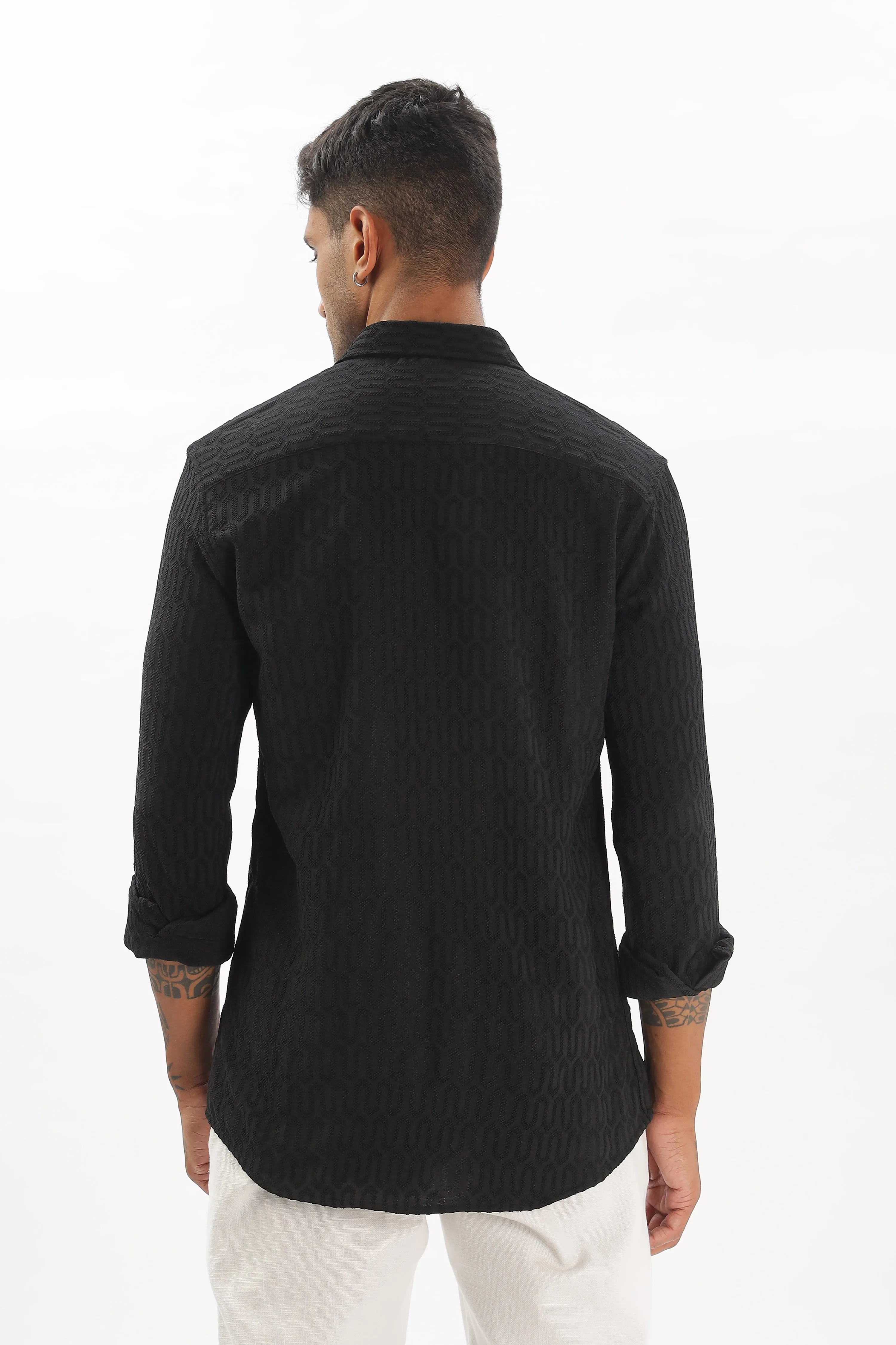 Black - Modern Fit Textured Shirt