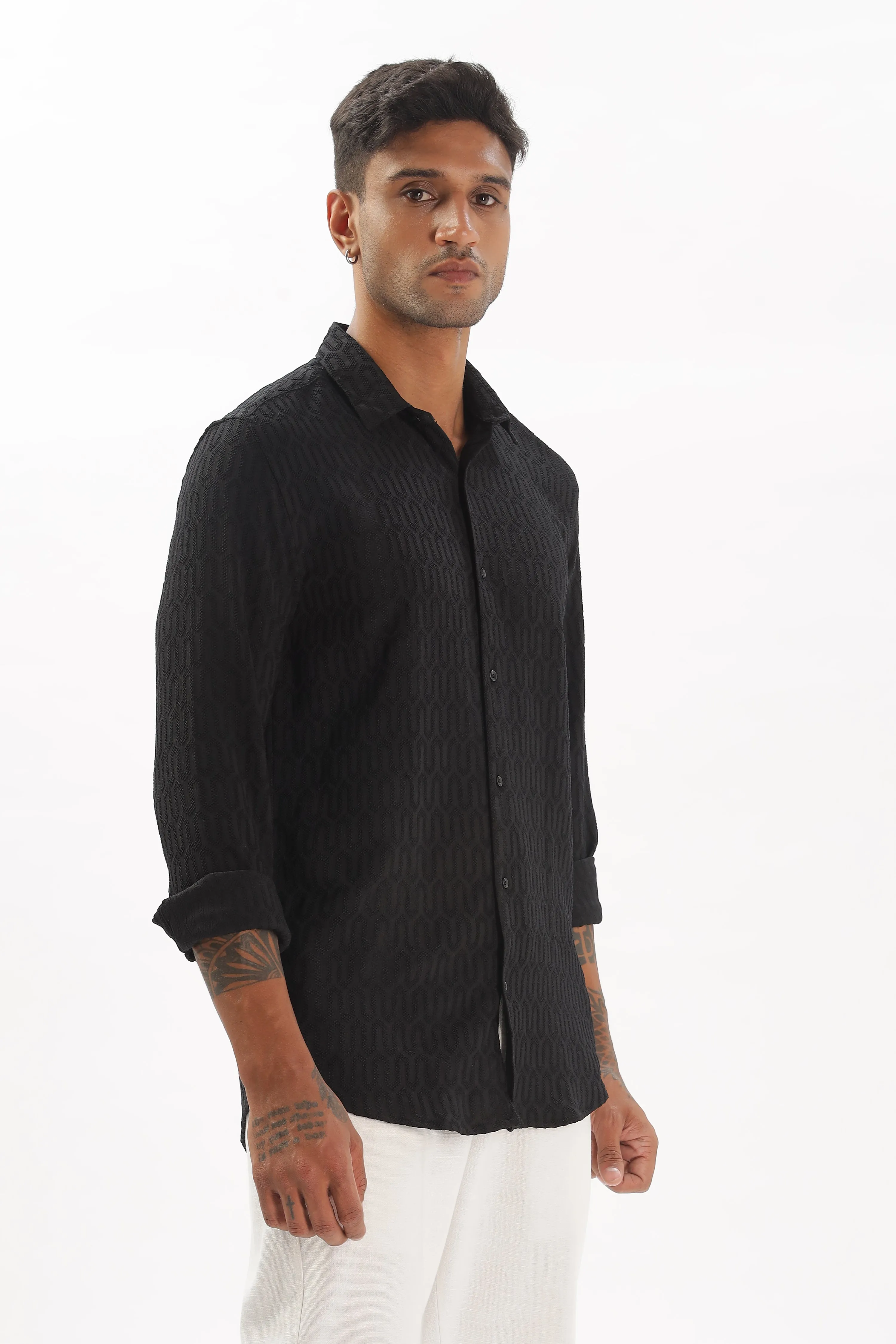 Black - Modern Fit Textured Shirt