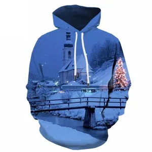 Christmas Hoodie Men Christmas Tree Hoodie Print Snow 3d Printed New Year Hoody Anime