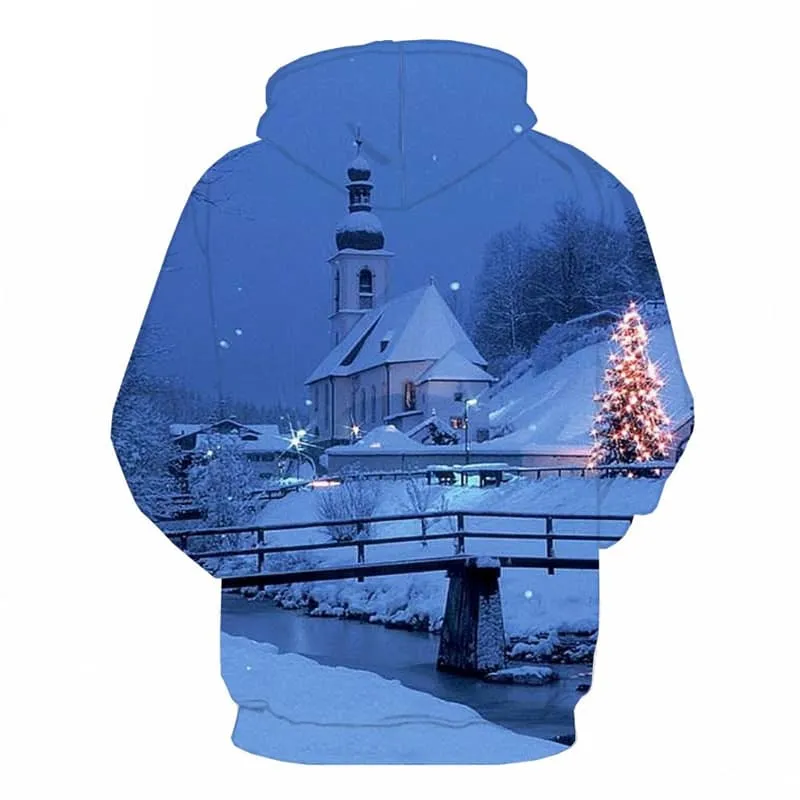 Christmas Hoodie Men Christmas Tree Hoodie Print Snow 3d Printed New Year Hoody Anime