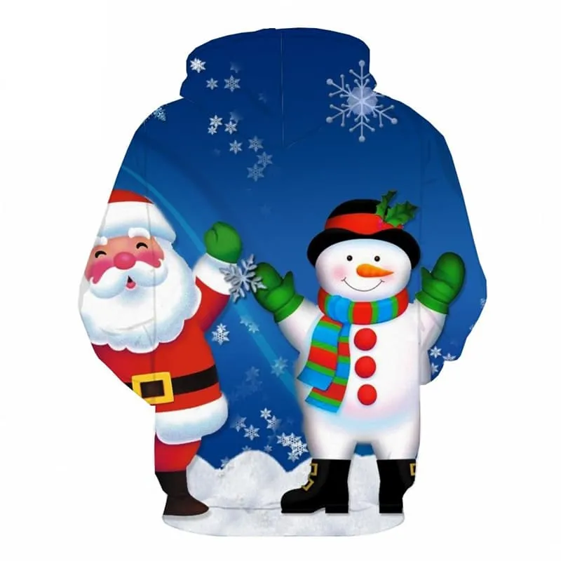 Christmas Sweatshirts men Santa Claus Hooded Casual Snowman Sweatshirt Printed New Year Hoody Anime