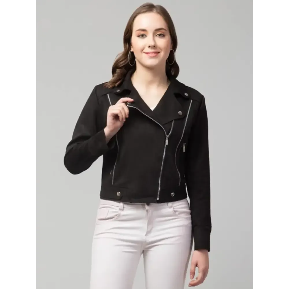 Classic Zipper Suede Biker Jacket