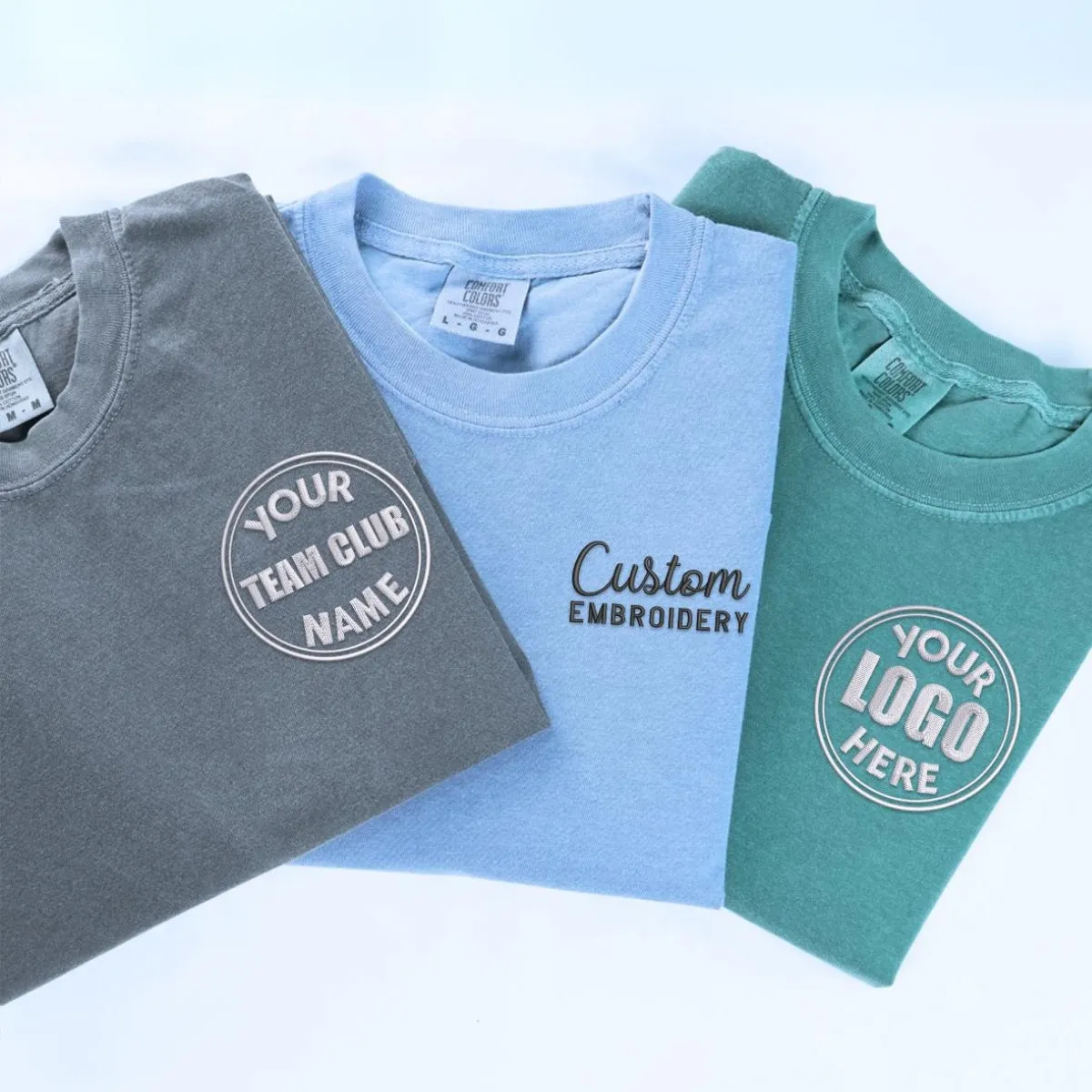 Comfort Color® Custom Embroidered Text Logo T-Shirts