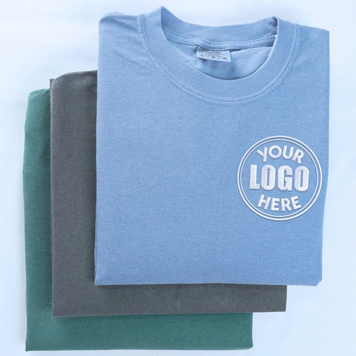 Comfort Color® Custom Embroidered Text Logo T-Shirts