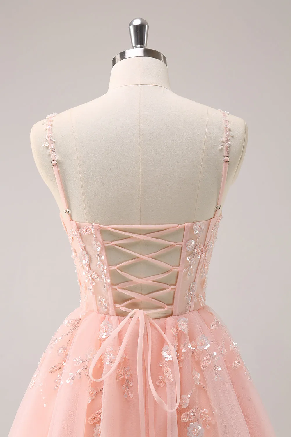 Cute A Line Blush Sequined Corset Homecoming Dress