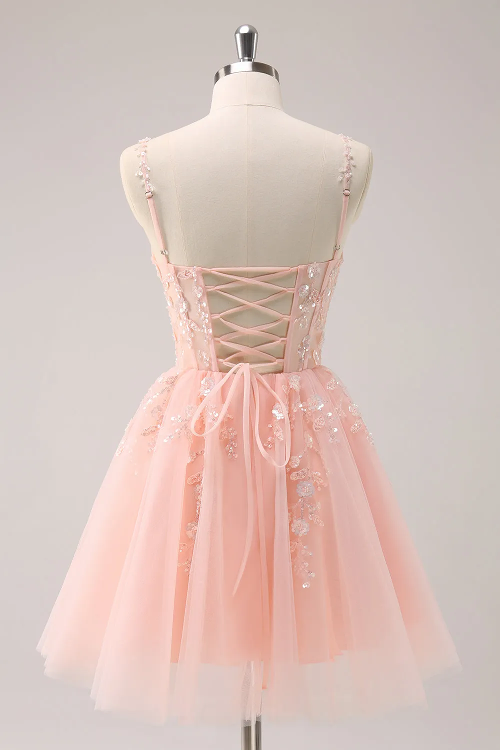 Cute A Line Blush Sequined Corset Homecoming Dress