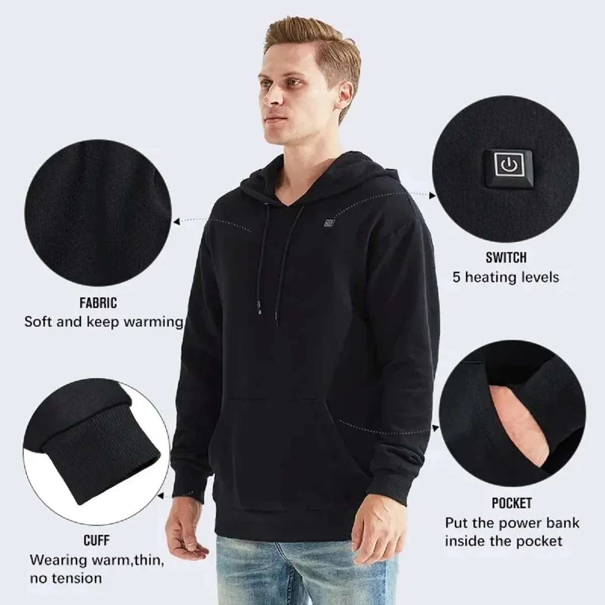 Electric Heating Sweaters Hoodies Winter Warm Heated Clothes