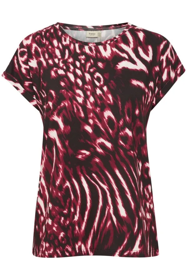 Fransa Printed Top Plum Multi