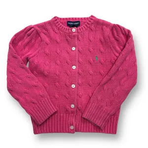 Girls Ralph Lauren Size 4/4T Dark Pink Knit Cardigan Sweater