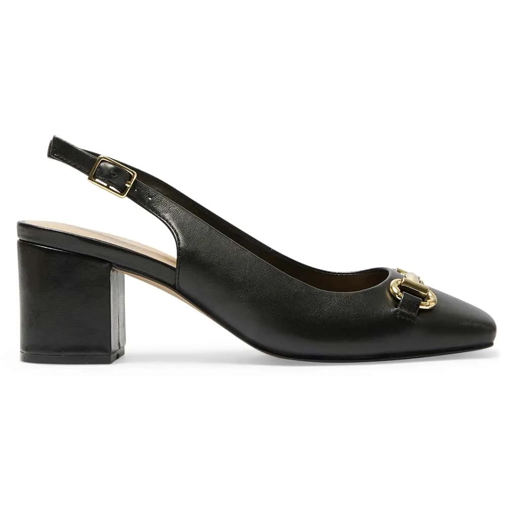 Goldie Heel in Black Leather