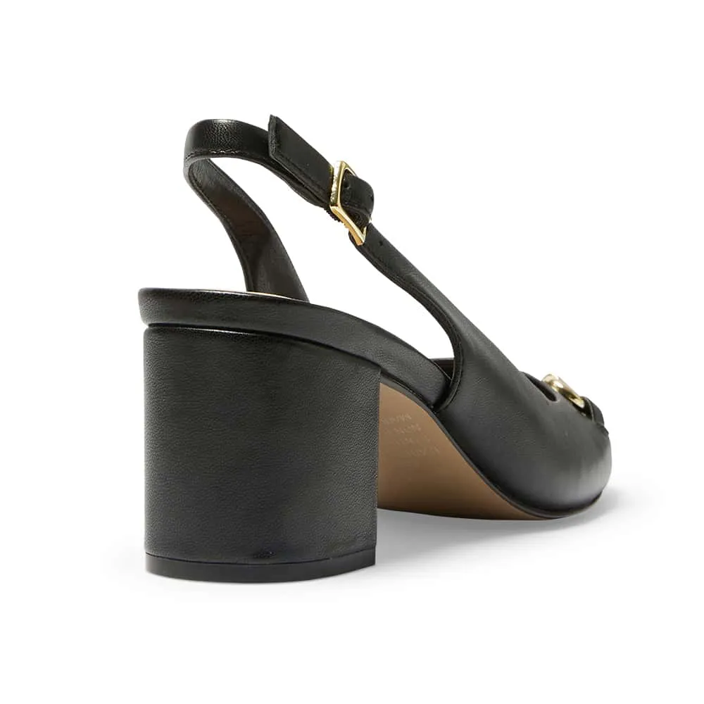 Goldie Heel in Black Leather