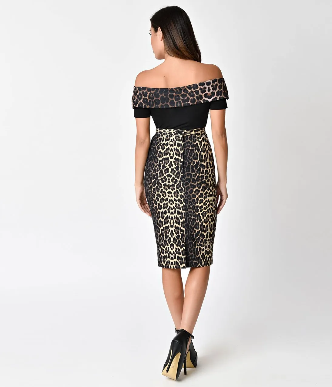 Hell Bunny 1950s Style Leopard Panthera Pencil Skirt