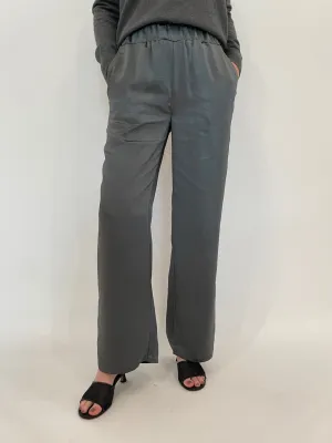 Jesse Satin Pants - Gunmetal