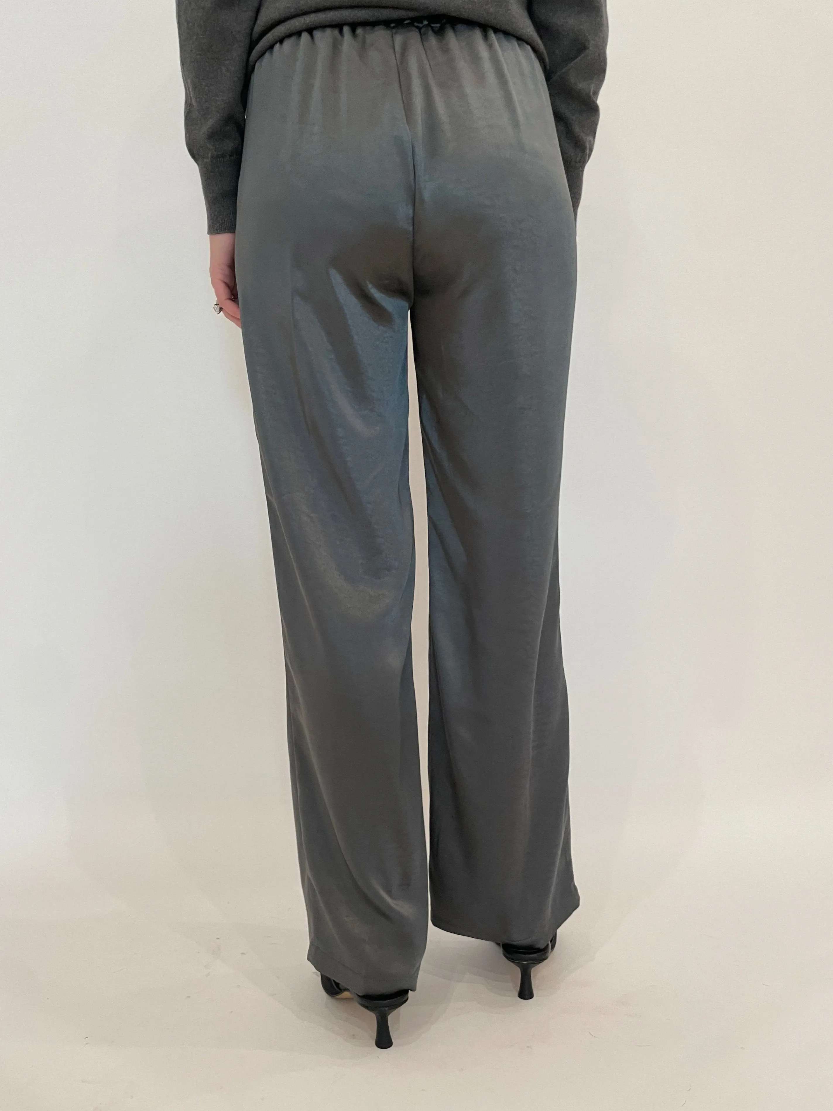 Jesse Satin Pants - Gunmetal