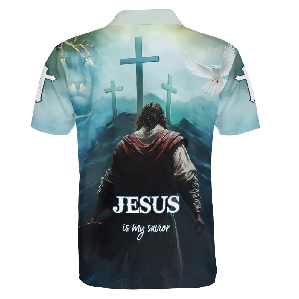 Jesus Is My Savior Christian Dove Cross Polo Shirt - Christian Shirts & Shorts