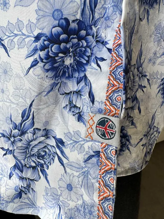 JOHN LENNON Mens Sheffield Short Sleeve Paisley Shirt - Blue