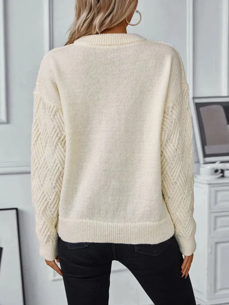 Joskaa Solid Color Casual Long Sleeved Knitted Sweaters Round Neck Fashion Warm Women's Pullovers 2024 New Female Commute Street Tops