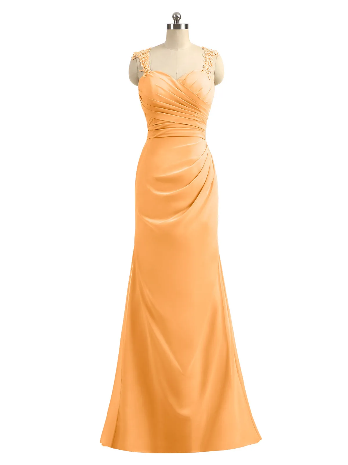 Lace Appliqued Strap Sheath Open Back Dress Tangerine