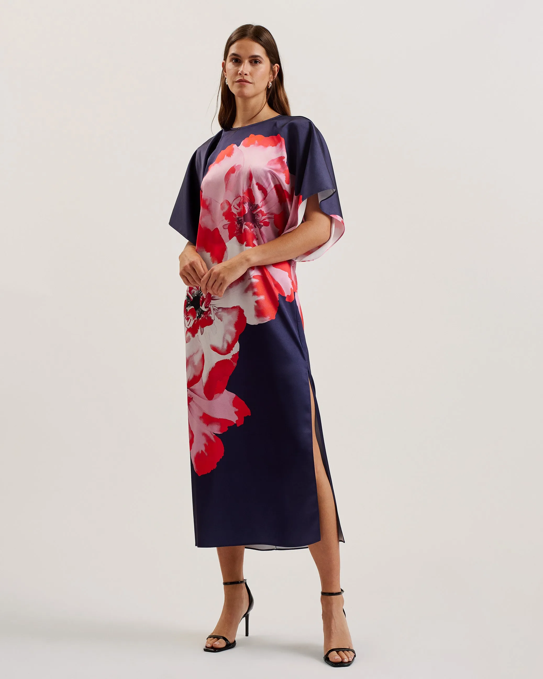 Lainii Printed Bat Wing Dress Navy