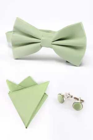 Light Green Men's 3-Piece Accessory Set (Bow Tie, Pocket Square, Pin)