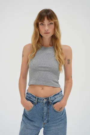 Maya Cotton Rib Tank - Heather Grey