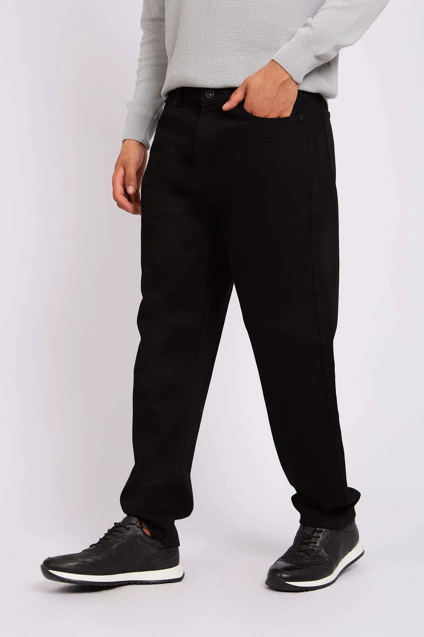 Men Relaxed Fit Denim Pant Black Wash