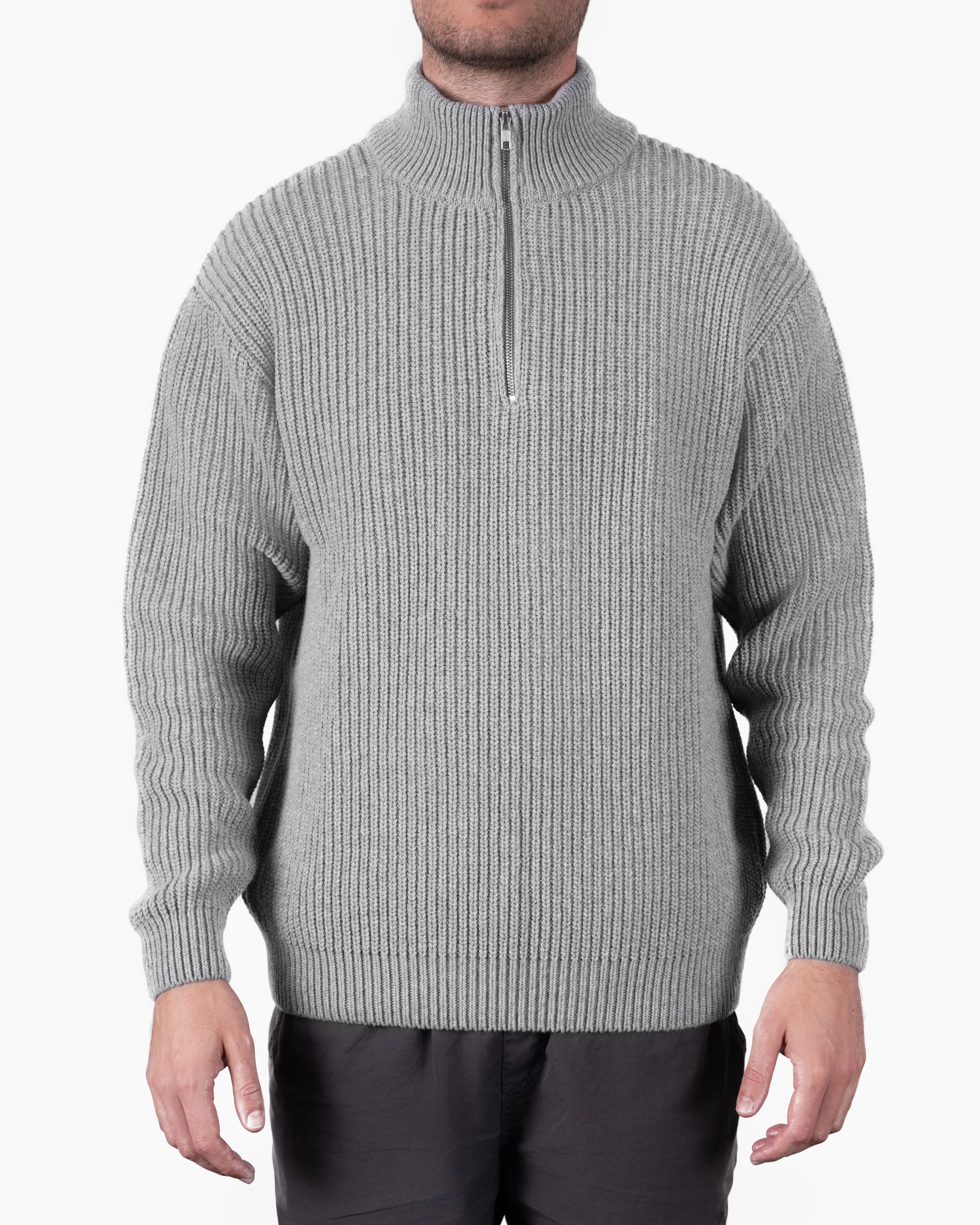 Merino Quarter Zip - Lava Grey