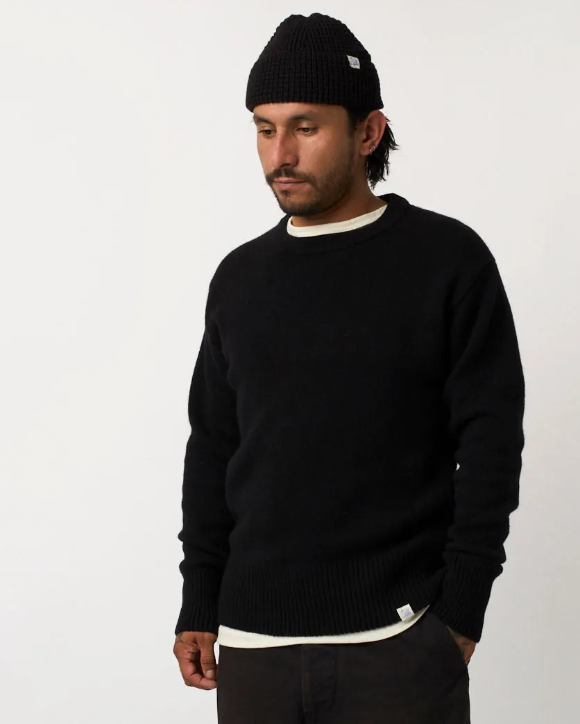 Merz B Schwanen Good Basics LOCC01 Merino Wool & Cashmere Relaxed Pullover - Deep Black