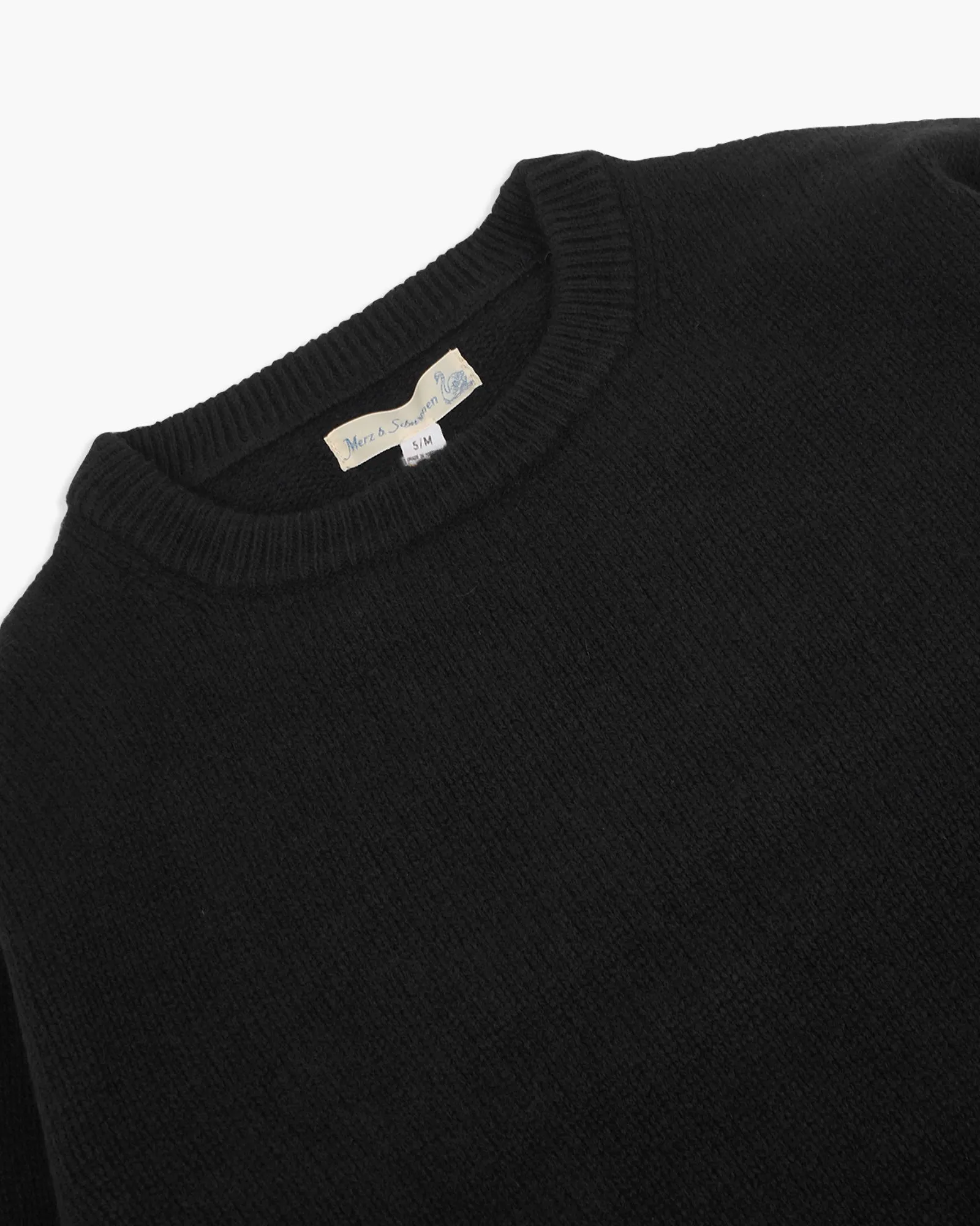 Merz B Schwanen Good Basics LOCC01 Merino Wool & Cashmere Relaxed Pullover - Deep Black