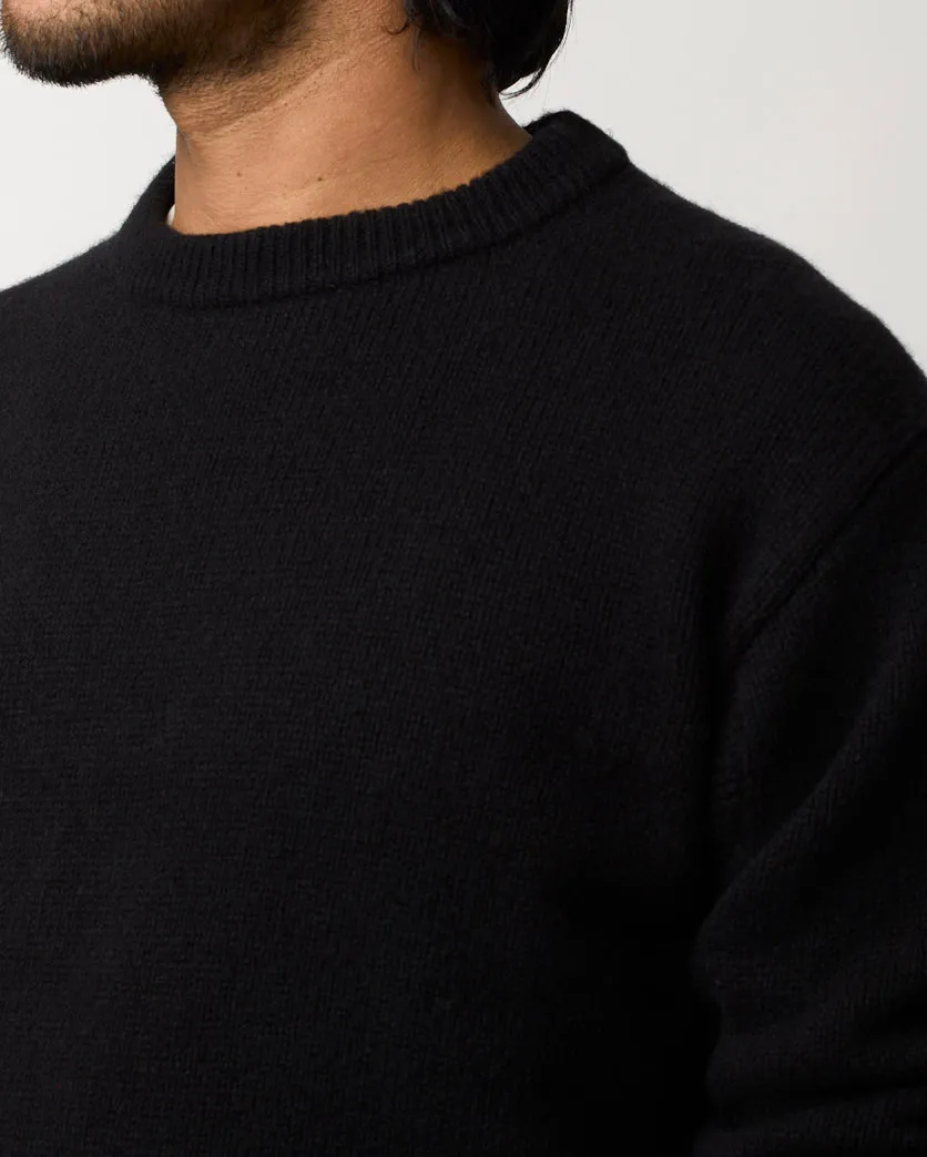 Merz B Schwanen Good Basics LOCC01 Merino Wool & Cashmere Relaxed Pullover - Deep Black