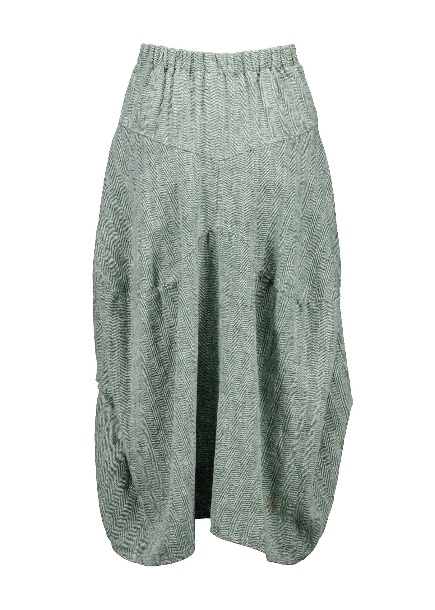 Milwaukee Panorama Skirt Green in Herringbone Linen