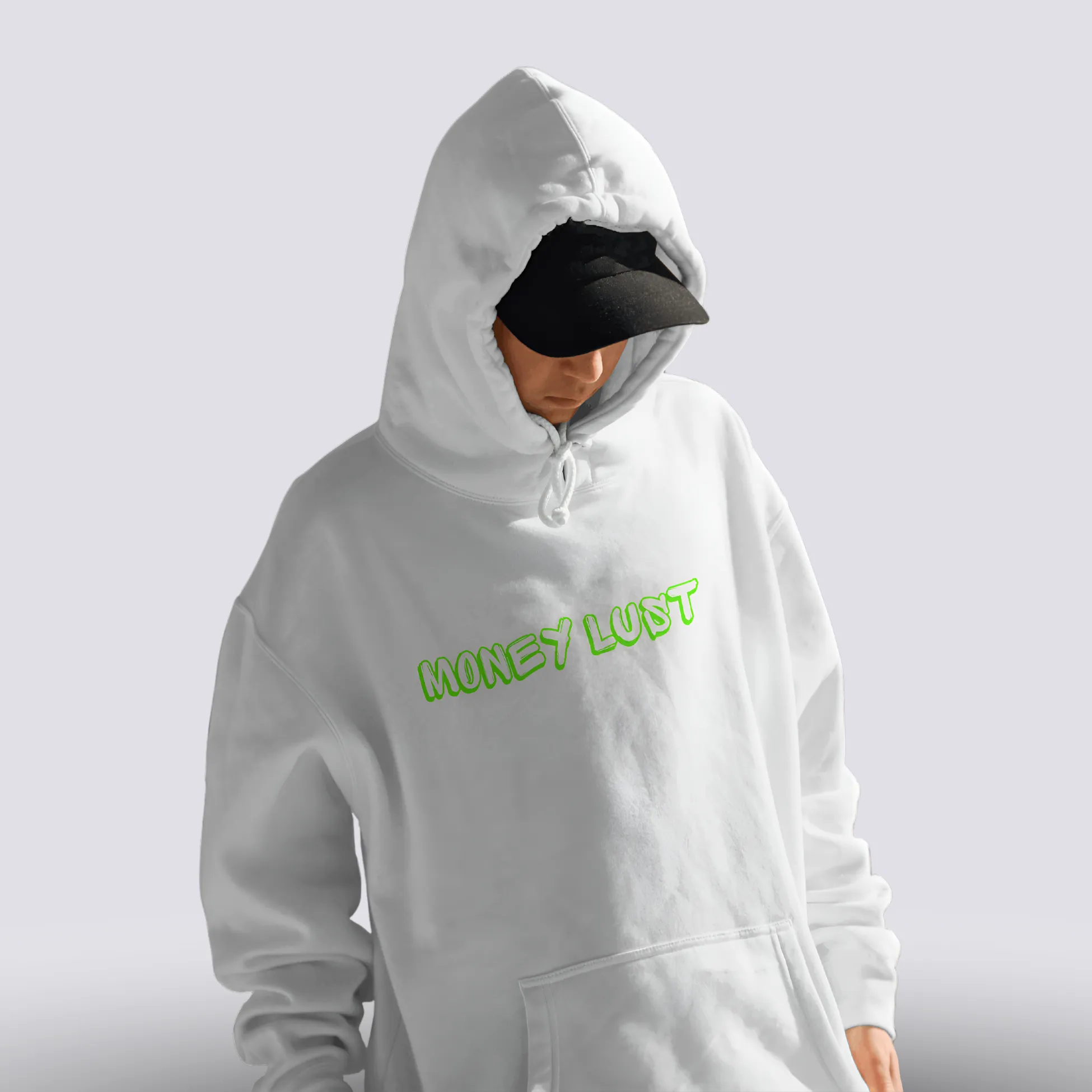 Money Lust Relaxed fit White Hoodie For Men By Demon Wear