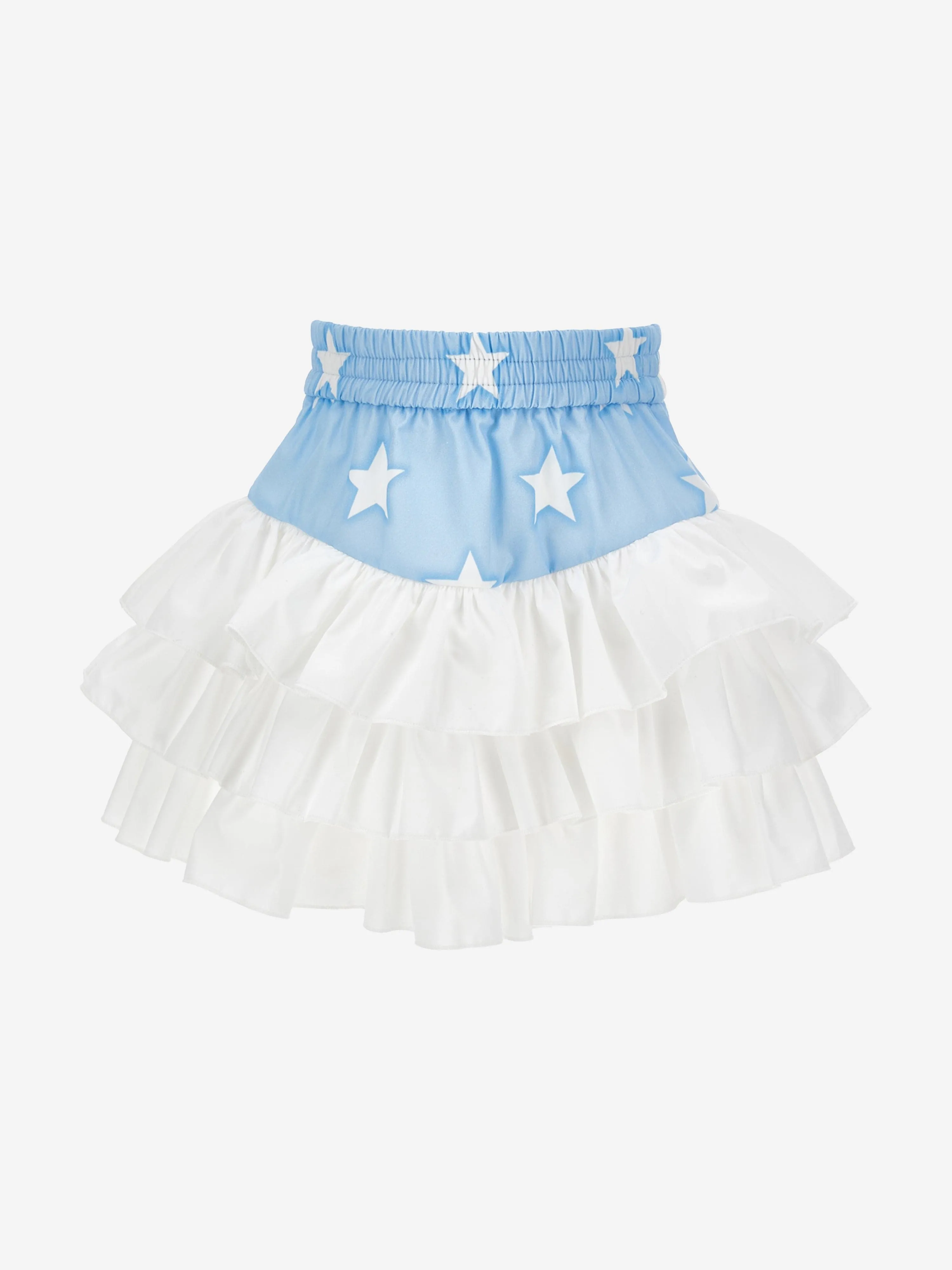 Monnalisa Girls Denim Stars Ruffle Skirt in Blue