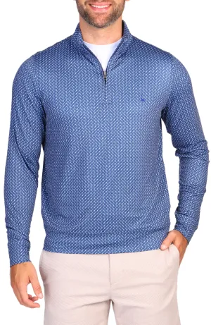 Navy Golf Tee Print Performance Quarter-Zip