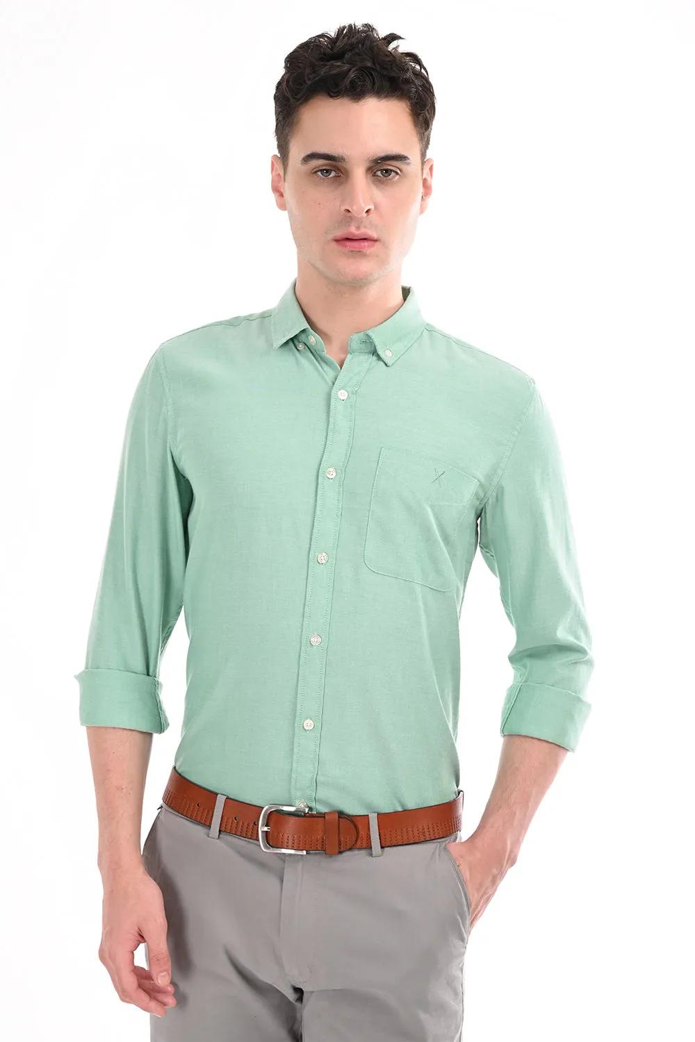 Neon Green New Age Oxford Semi Formal Shirt