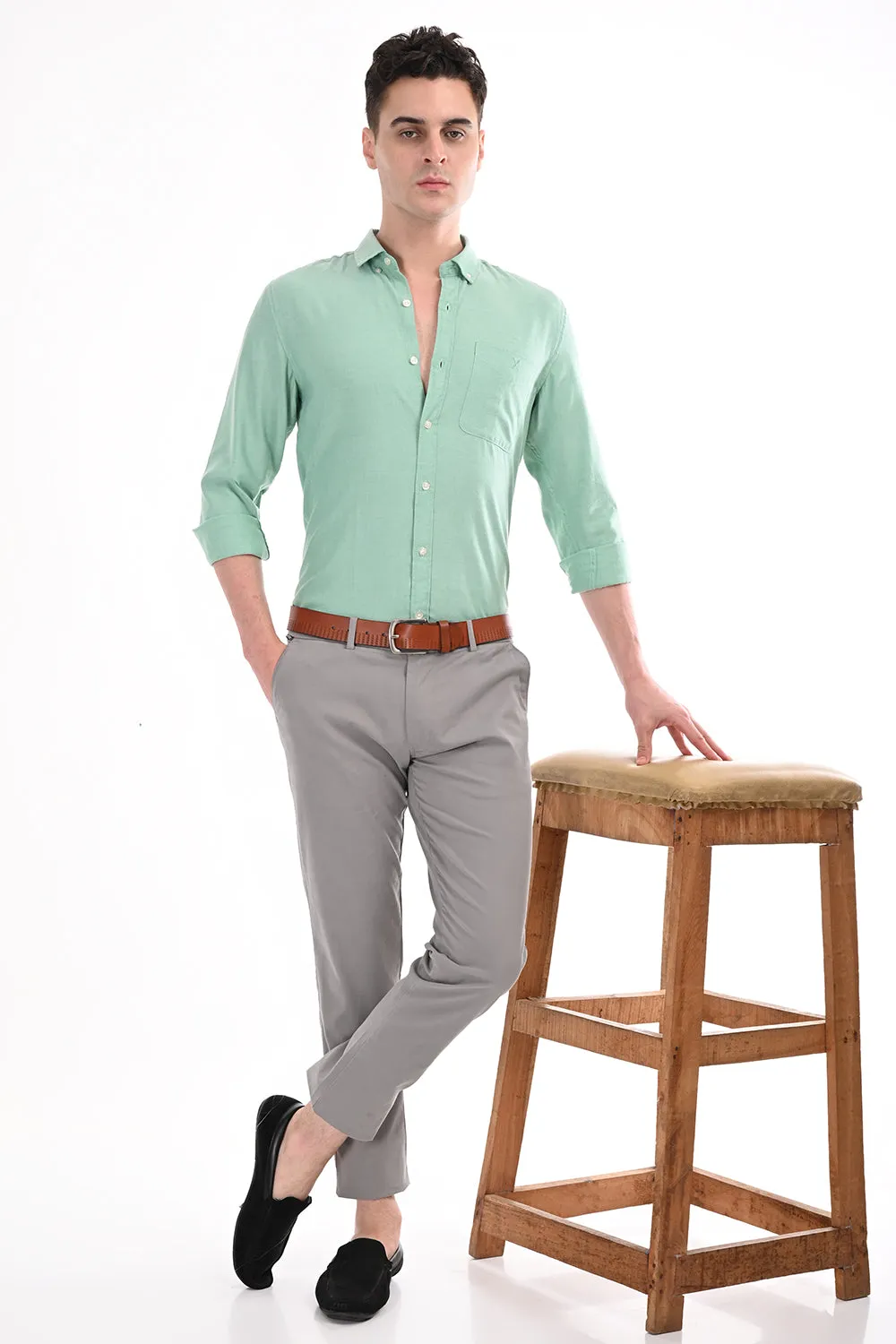 Neon Green New Age Oxford Semi Formal Shirt