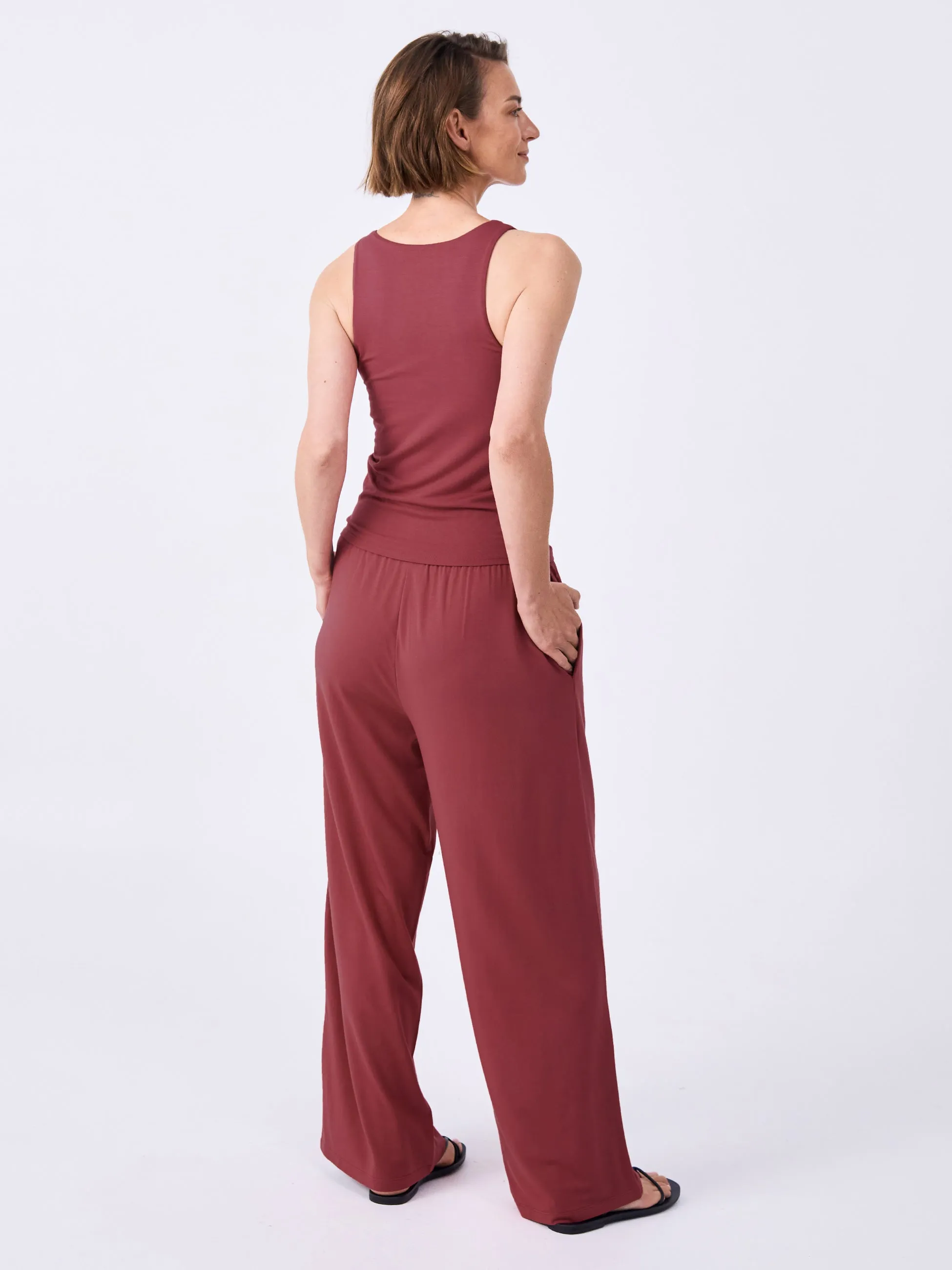 Nomad Modal Wide Leg Pant - Earth Red