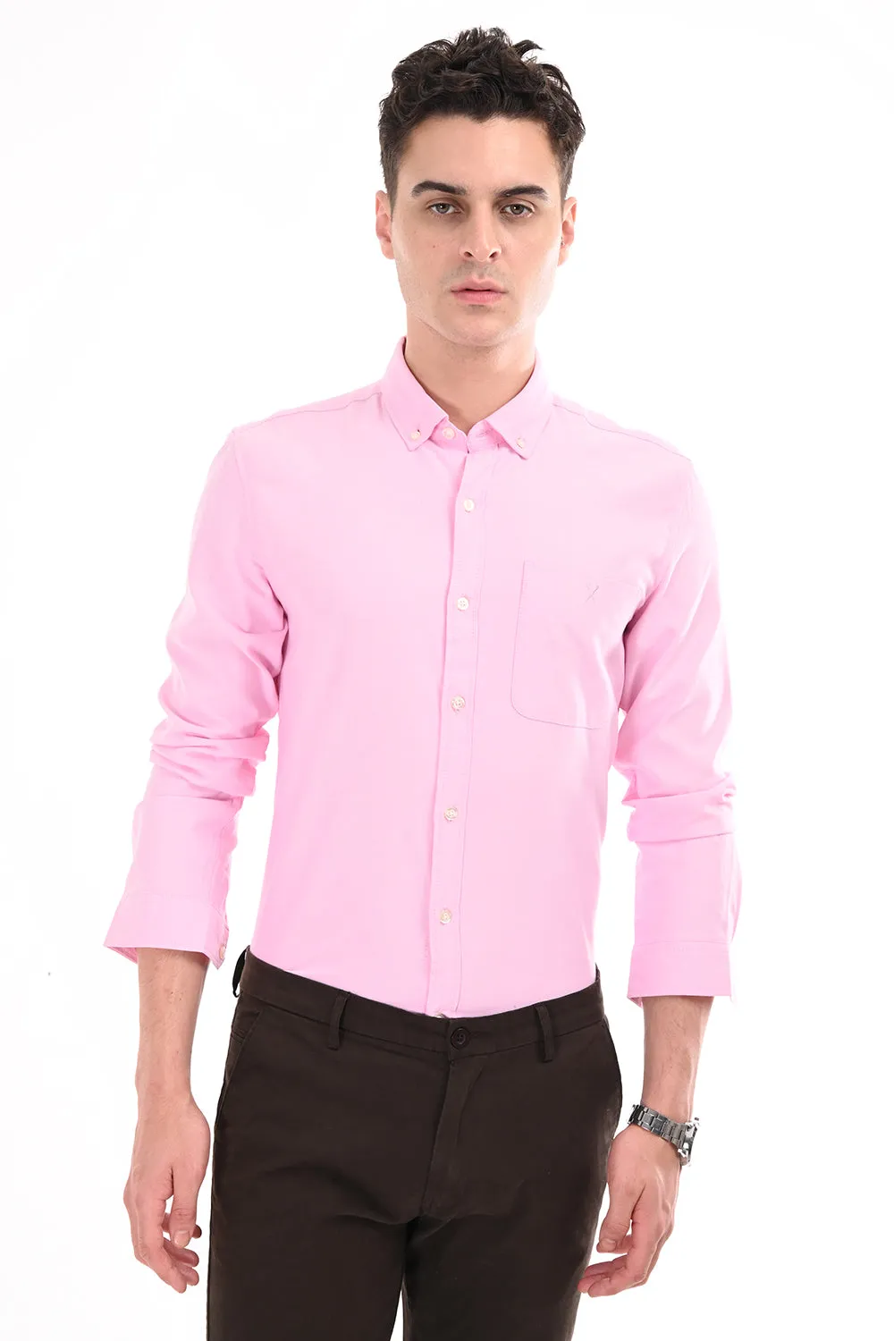 Peach New Age Oxford Semi Formal Shirt