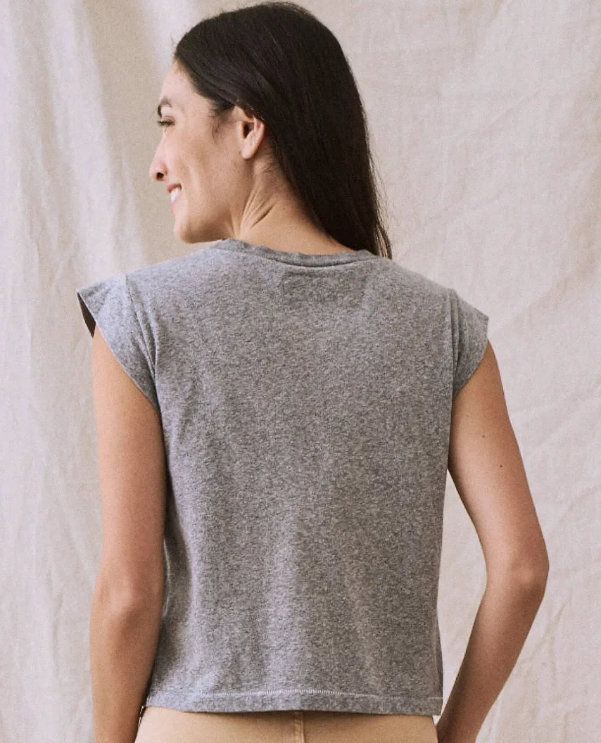 PEAK Shoulder Tee in Heather Grey