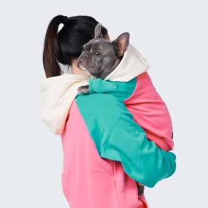 Pink Turquoise Cream Color Block Human Hoodie